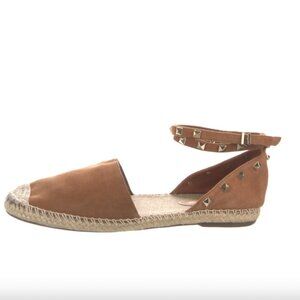 Schutz | Studded Suede Leather Espadrille Ankle Wrap Flat Sandals Size 8